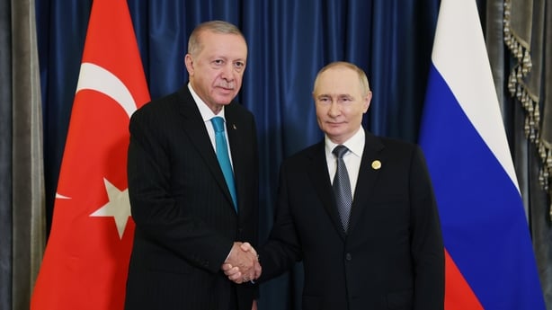Turkish President Erdogan meets with Vladimir Putin in China