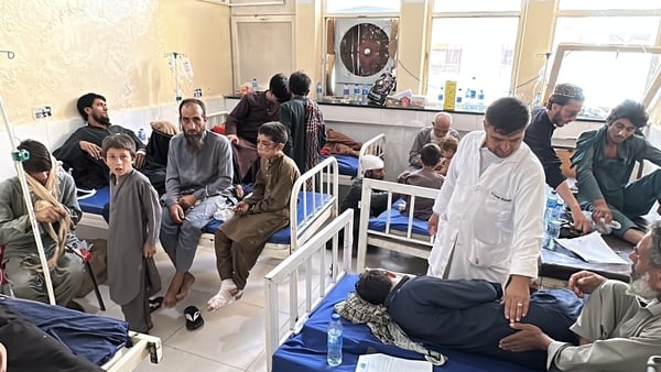 Injured people at Nangarhar hospital after an earthquake in Jalalabad, Afghanistan