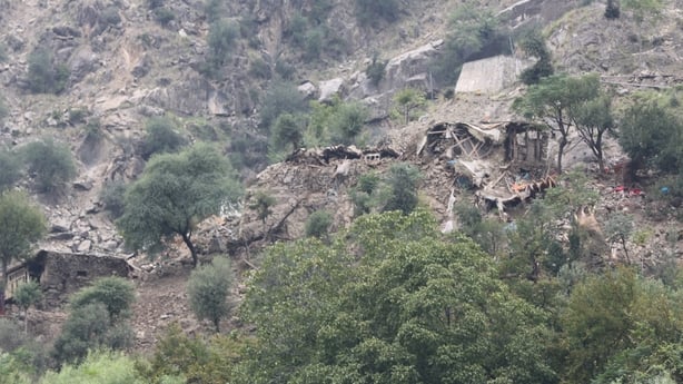 An aerial photograph shows damaged houses following the 6 magnitude earthquake in Afghanistan