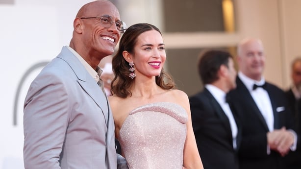 VENICE, ITALY - SEPTEMBER 1: Dwayne "The Rock" Johnson , Emily Blunt, during the "The Smashing Machine" red carpet during the 82nd Venice International Film Festival on September 1, 2025 in Venice, Italy. (Photo by Gisela Schober/Getty Images)