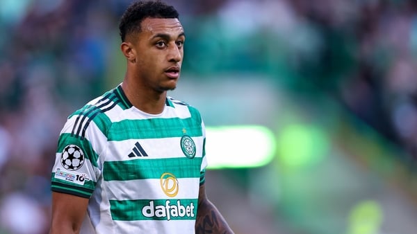 Adam Idah of Celtic during the UEFA Champions League Play-offs Round First Leg match between Celtic and Kairat Almaty at Celtic Park on August 20, 2025 in Glasgow, Scotland.
