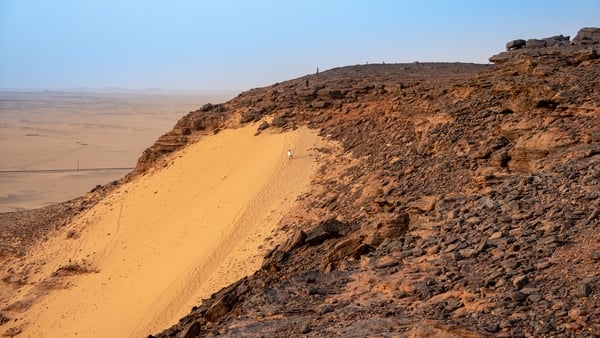 Picture shows a sand dune on the west side of the holy mountain Jebel Bakal in Sudan, Africa