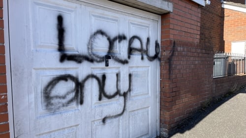 Racist graffiti was scrawled on a number of properties in the predominately loyalist Lower Oldpark area of Belfast last week