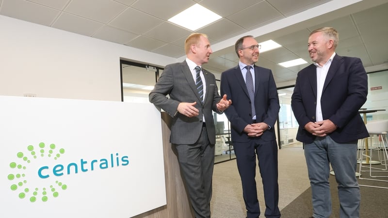 Michael Lohan, CEO, IDA Ireland, Robert Troy, Minister of State with responsibility for Financial Services, Credit Unions, and Insurance, and Aidan Foley, CEO and Co-Founder, Centralis Group.