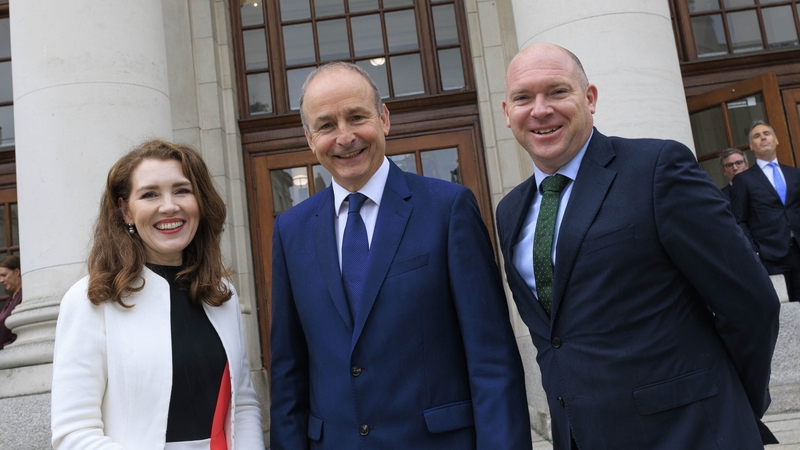 Geraldine Magnier, SFA Chairperson, Taoiseach Micheál Martin, David Broderick, Director, SFA