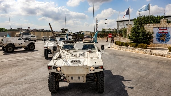 A picture of armoured vehicles of the United Nations Interim Force in Lebanon