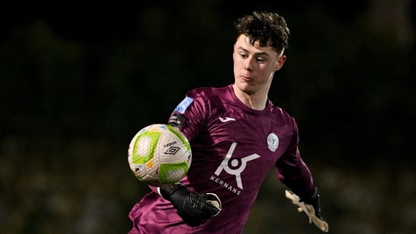 14 February 2025; Finn Harps goalkeeper Oisín Cooney during the SSE Airtricity Men's First Division match between Kerry FC and Finn Harps at Mounthawk Park in Tralee, Kerry. Photo by Brendan Moran/Sportsfile
