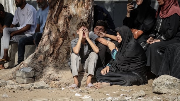 GAZA CITY, GAZA - SEPTEMBER 03: Relatives mourn their loss as bodies of Palestinians, killed by Israeli attack are brought to Al-Shifa Hospital in Gaza City for funeral procedures on September 03, 2025. At least 113 more Palestinians were killed and many injured by the Israeli army in the past 24 ho