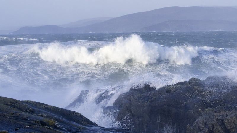 Waves crash onto the shore in Bantry Bay, on the south-west coast of Ireland on the morning of January 24, 2025 during storm Eowyn. Photo: Getty Images