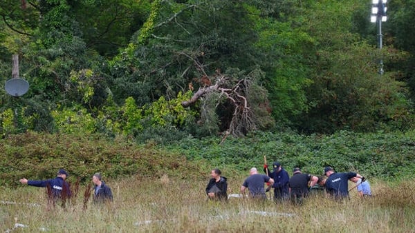. Photo shows members of gardai search teams at the search site in Donabate.