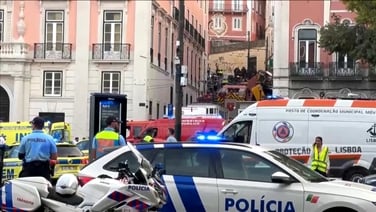 Emergency services at scene of funicular crash in Lisbon