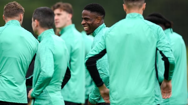 3 September 2025; Chiedozie Ogbene during a Republic of Ireland training session at the FAI National Training Centre in Abbotstown, Dublin. Photo by Stephen McCarthy/Sportsfile
