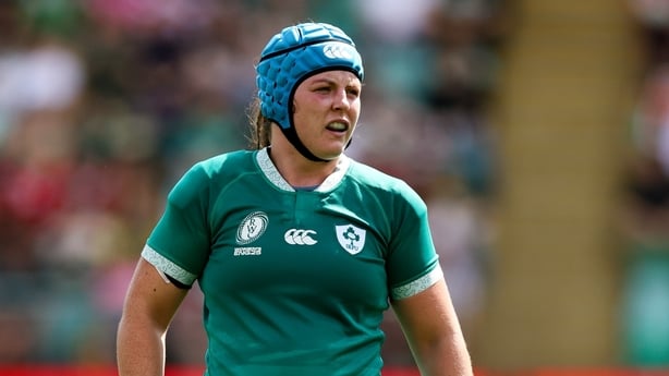 24 August 2025; Brittany Hogan of Ireland during the Women's Rugby World Cup 2025 Pool C match between Ireland and Japan at Franklin's Gardens in Northampton, England. Photo by Harry Murphy/Sportsfile