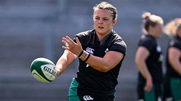9 August 2025; Brittany Hogan of Ireland before the Women's Rugby World Cup warm-up match between Ireland and Canada at Affidea Stadium in Belfast. Photo by Ramsey Cardy/Sportsfile