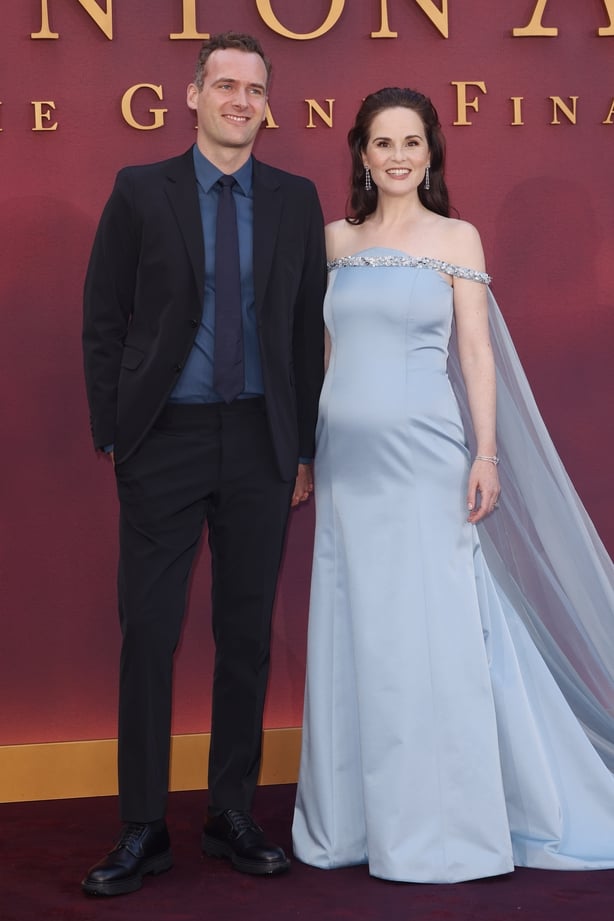 Jasper Waller-Bridge and Michelle Dockery attend the Downtown Abbey: The Grand Finale world premiere at Odeon Luxe Leicester Square on 3 September, 2025 in London