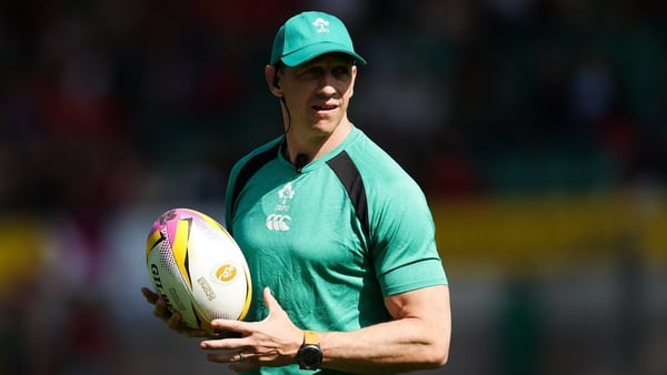 31 August 2025; Ireland head coach Scott Bemand before the Women's Rugby World Cup 2025 Pool C match between Ireland and Spain at Franklin's Gardens in Northampton, England. Photo by Harry Murphy/Sportsfile