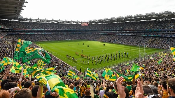 21 September 2014; The Donegal and Kerry teams walk past Hill 16 during the pre-match parade. GAA Football All Ireland Senior Championship Final, Kerry v Donegal. Croke Park, Dublin. Picture credit: Brendan Moran / SPORTSFILE