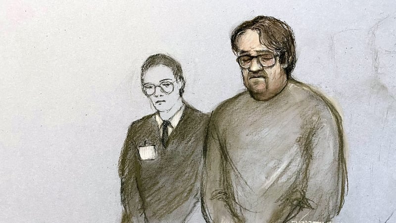 Court sketch of surgeon Neil Hopper (R) who was jailed for 32 months at at Truro Crown Court