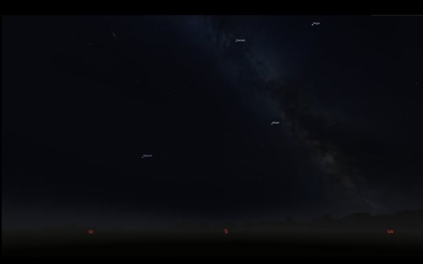 Representation of the beautiful Summer Triangle of Deneb, Altair and Vega