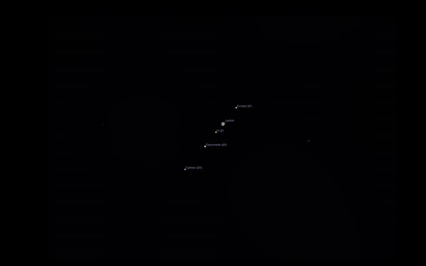 Jupiter and its moons on November 17th, annotated
