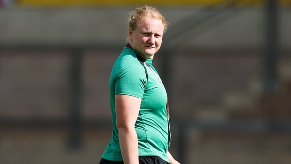 31 August 2025; Aoife Wafer of Ireland before the Women's Rugby World Cup 2025 Pool C match between Ireland and Spain at Franklin's Gardens in Northampton, England. Photo by Harry Murphy/Sportsfile