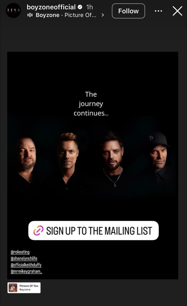 Boyzone tease reunion on Instagram
