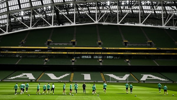A general view during a Republic of Ireland training session at the Aviva Stadium in Dublin.
