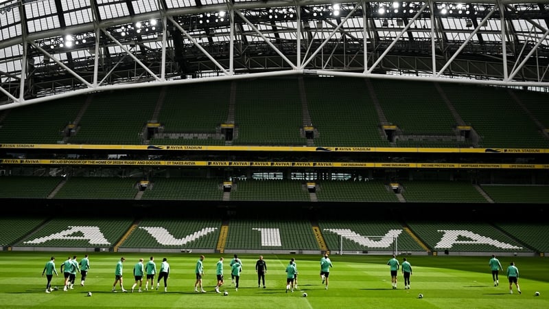 Republic of Ireland players go through their paces at Aviva Stadium