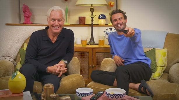 Andrew and Alfie pose for a promotional photo for Gogglebox