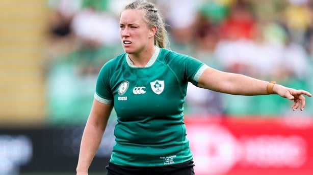 24 August 2025; Edel McMahon of Ireland during the Women's Rugby World Cup 2025 Pool C match between Ireland and Japan at Franklin's Gardens in Northampton, England. Photo by Harry Murphy/Sportsfile