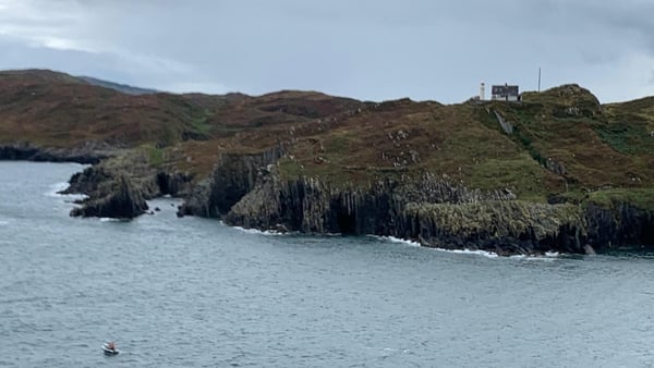 Baltimore harbour in Co cork against a grey sky