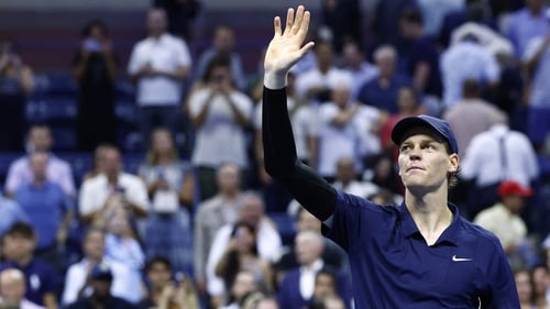 Jannik Sinner celebrates his victory in New York City