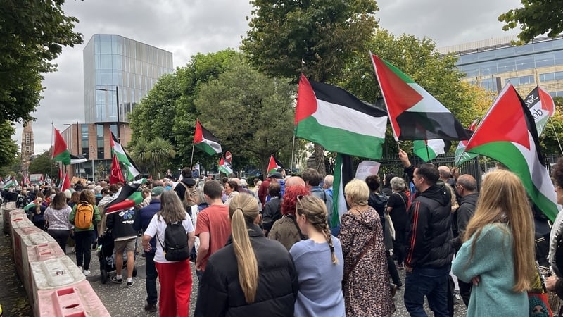 Around a thousand people attended a demonstration in support of Palestine in Belfast