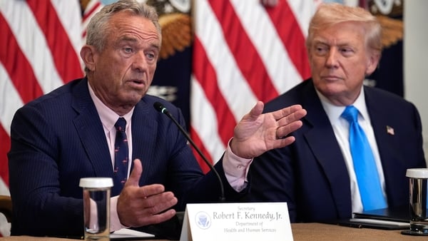 Robert F Kennedy Jr and Donald Trump during a - Making Health Technology Great Again - event in the East Room of the White House