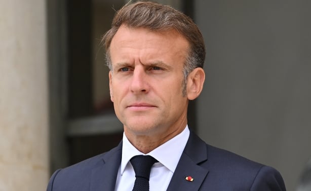 French President Emmanuel Macron awaits the arrival of international leaders invited to attend the Coalition of the Willing Summit at the Elysee Presidential Palace in Paris