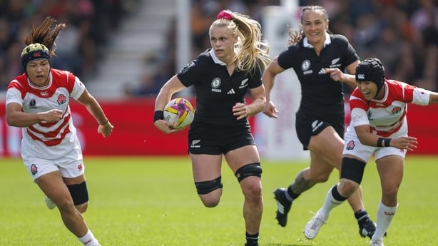 EXETER, ENGLAND - AUGUST 31: New Zealand's Jorja Miller in action during the Women's Rugby World Cup 2025 Pool C match between New Zealand and Japan at Sandy Park on August 31, 2025 in Exeter, England. (Photo by Bob Bradford - CameraSport via Getty Images)