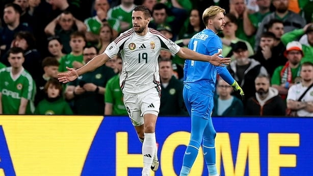  Barnabas Varga celebrates his goal against the Republic of Ireland