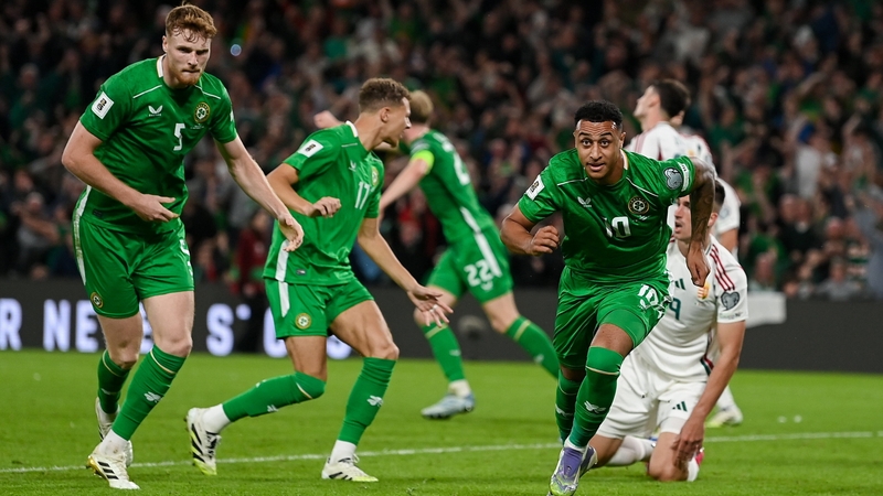 Republic of Ireland substitute Adam Idah wheels away after his injury-time equaliser