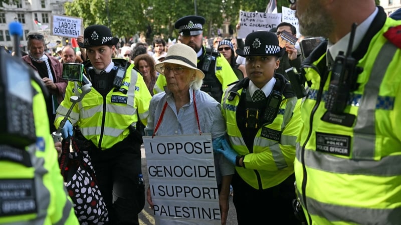 Many of those detained for showing support for Palestine Action appeared to be older people