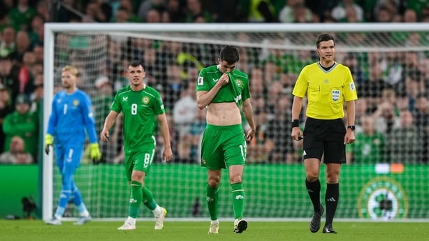 Ireland players during their game with Hungary