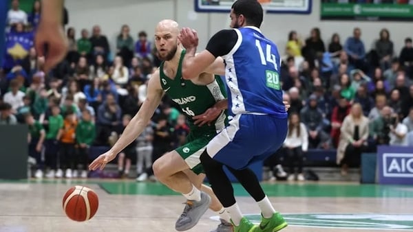 Ireland international Paul Dick in action against Kosovo at the National Basketball Arena in a FIBA Basketball World Cup 2029 Pre-Qualifier in November 2024
