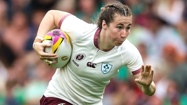 7 September 2025; Eve Higgins of Ireland during the Women's Rugby World Cup 2025 Pool C match between New Zealand and Ireland at Brighton and Hove Community Stadium in Falmer, England. Photo by Harry Murphy/Sportsfile