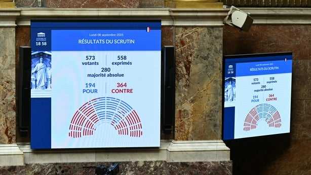 This photograph shows the result of a confidence vote over the government's austerity budget, at the National Assembly in Paris