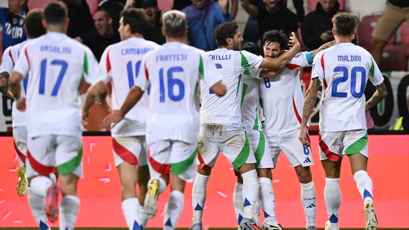 Italy players rush to mob match-winner Sandro Tonali