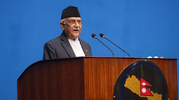 Nepal Prime Minister KP Sharma Oli speaking in Nepal's parliament