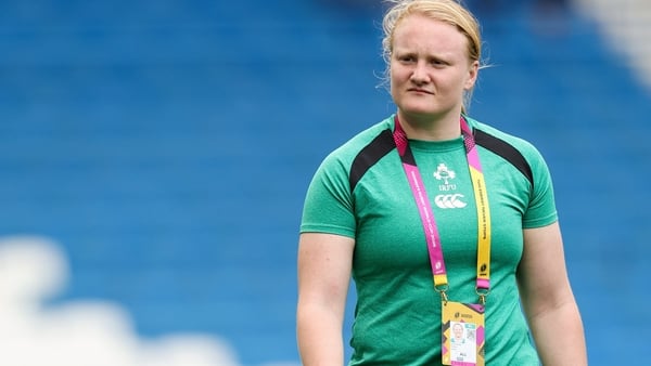 7 September 2025; Aoife Wafer of Ireland before the Women's Rugby World Cup 2025 Pool C match between New Zealand and Ireland at Brighton and Hove Community Stadium in Falmer, England. Photo by Harry Murphy/Sportsfile