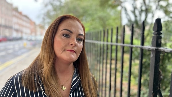 Focus Ireland worker Marie Farrell speaking to RTÉ News in Dublin