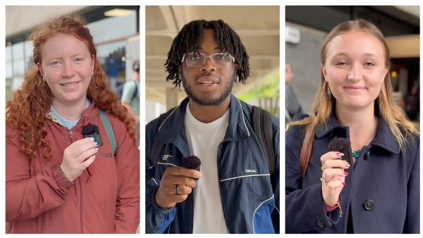Image is a collage of three UCD students looking at the camera