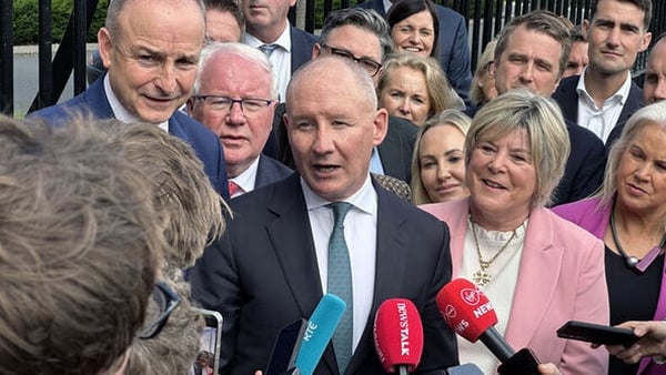 fianna Fail party leader Micheal Martin with the winning candidate Jim Gavin s