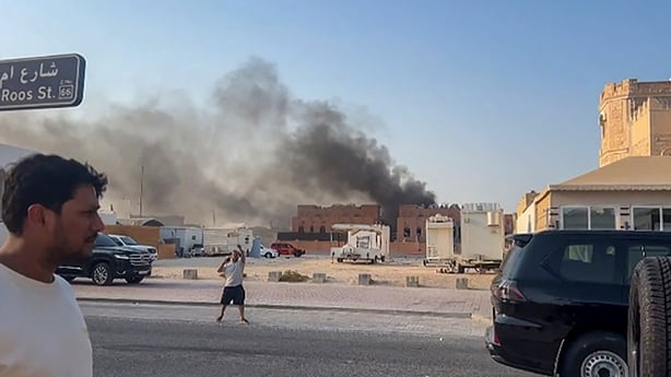 Smoke billowing after explosions in Doha's capital Qatar